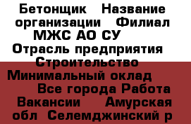 Бетонщик › Название организации ­ Филиал МЖС АО СУ-155 › Отрасль предприятия ­ Строительство › Минимальный оклад ­ 40 000 - Все города Работа » Вакансии   . Амурская обл.,Селемджинский р-н